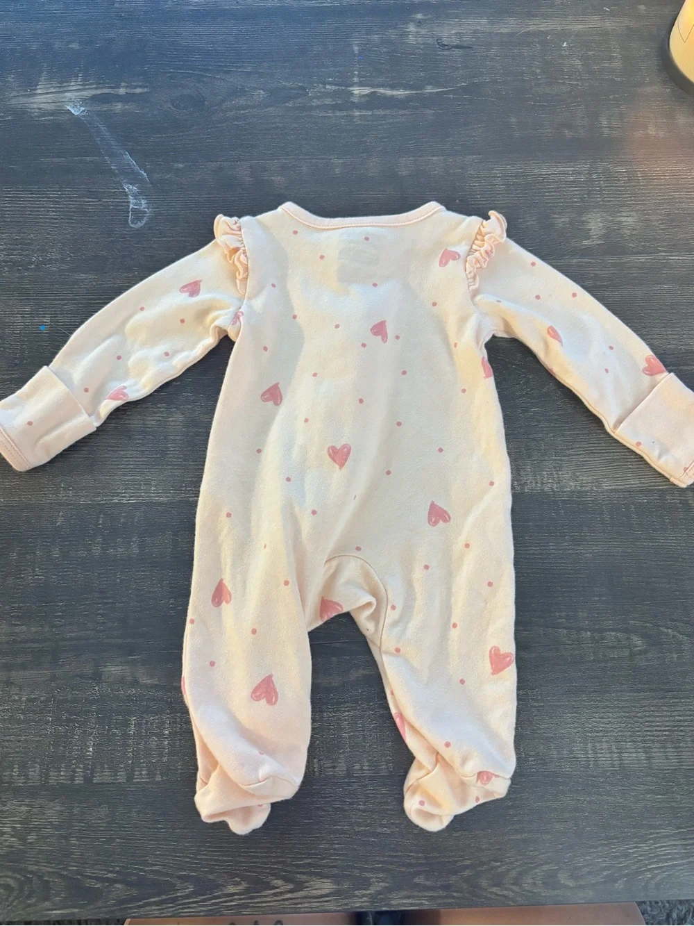Carter's Light Pink Heart-Print Footed One-Piece